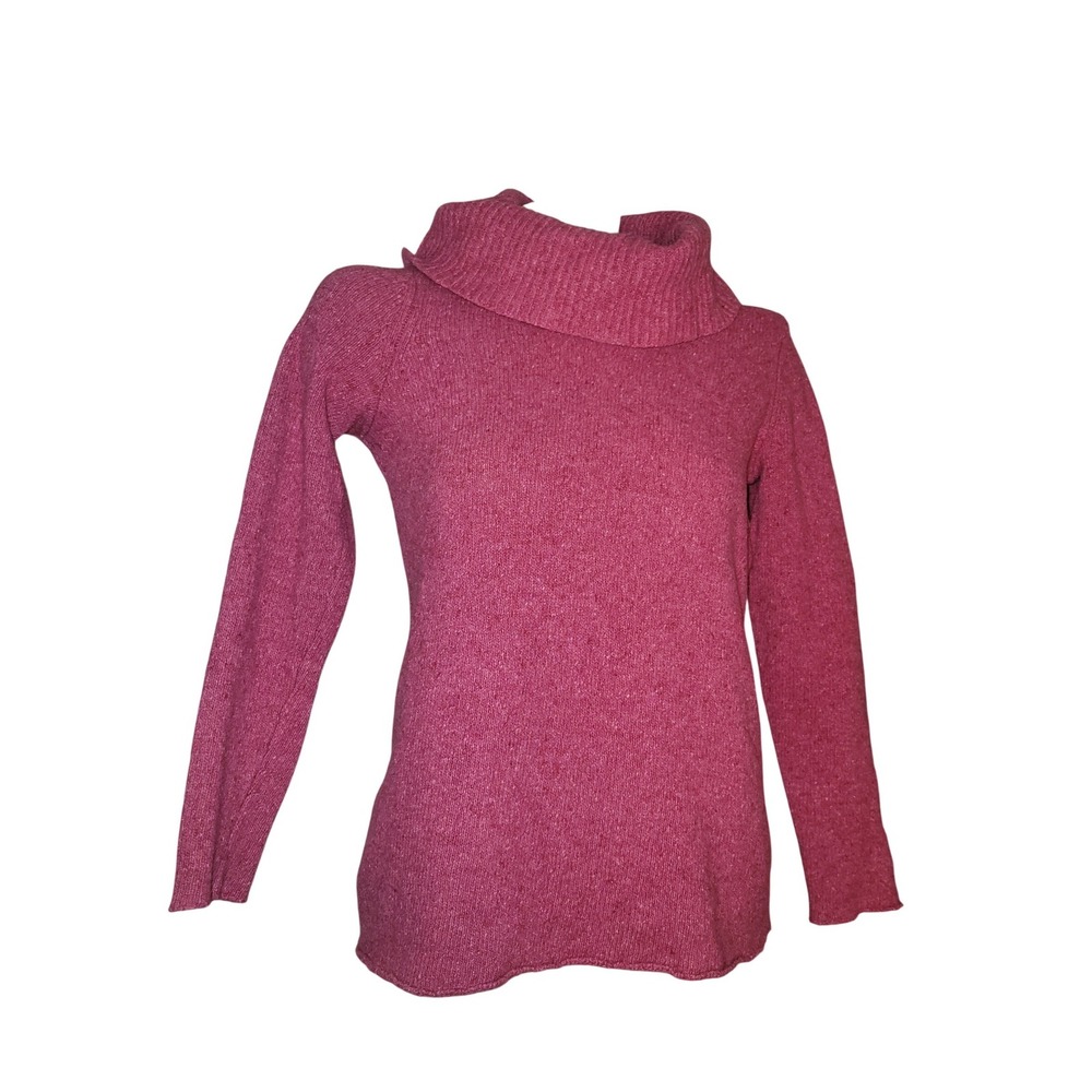 J. Jill Pink Wool Cashmere Blend Cowl Neck Sweater Italian Yarn S luxury comfort